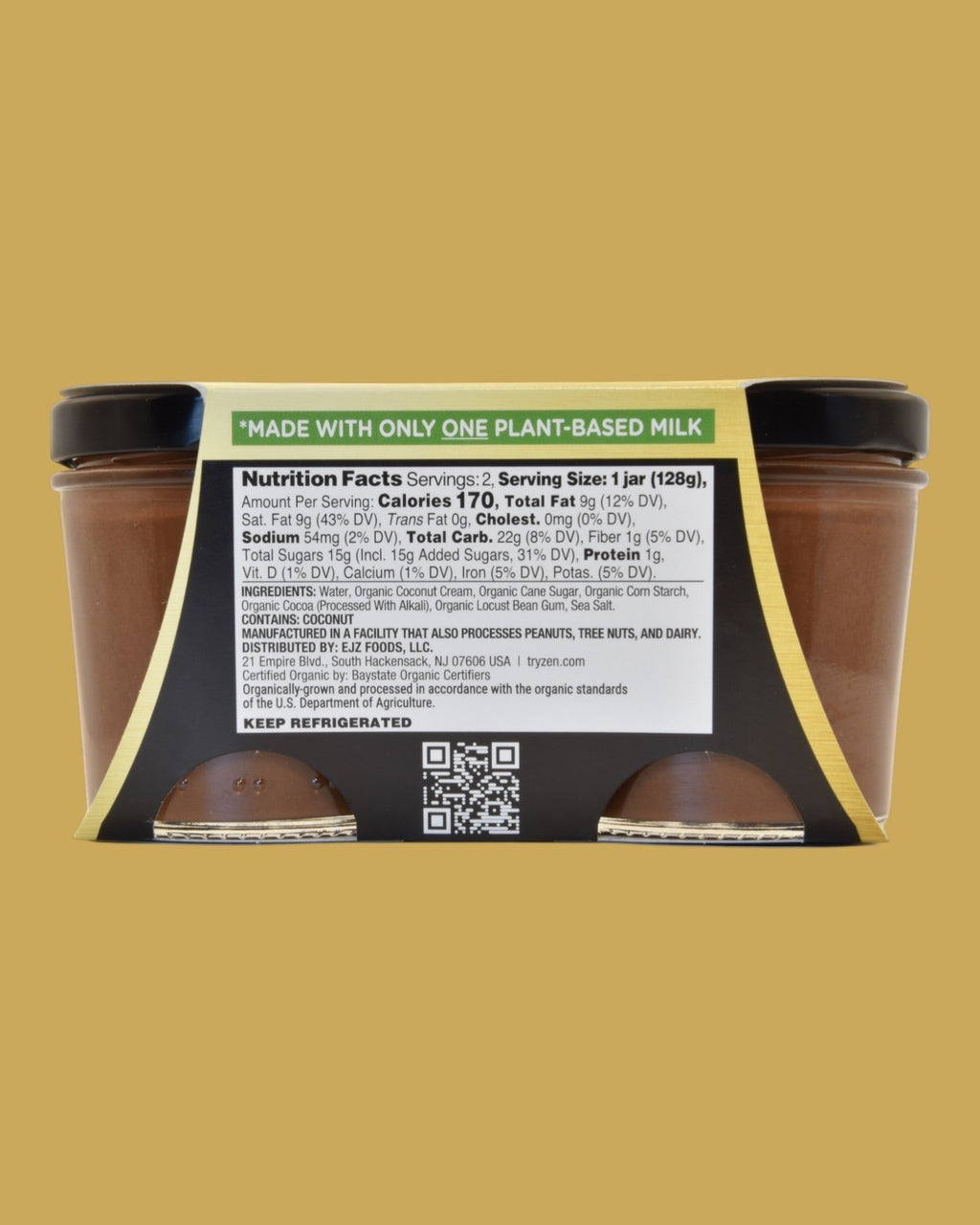 Zen Chocolate Coconut Pudding, rich, creamy, smooth, plant-based dessert made with organic ingredients.